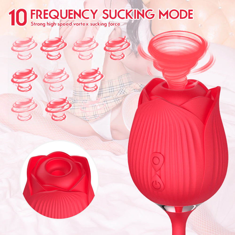 Love Rose Sucking Vibrator With Thrusting Dildo