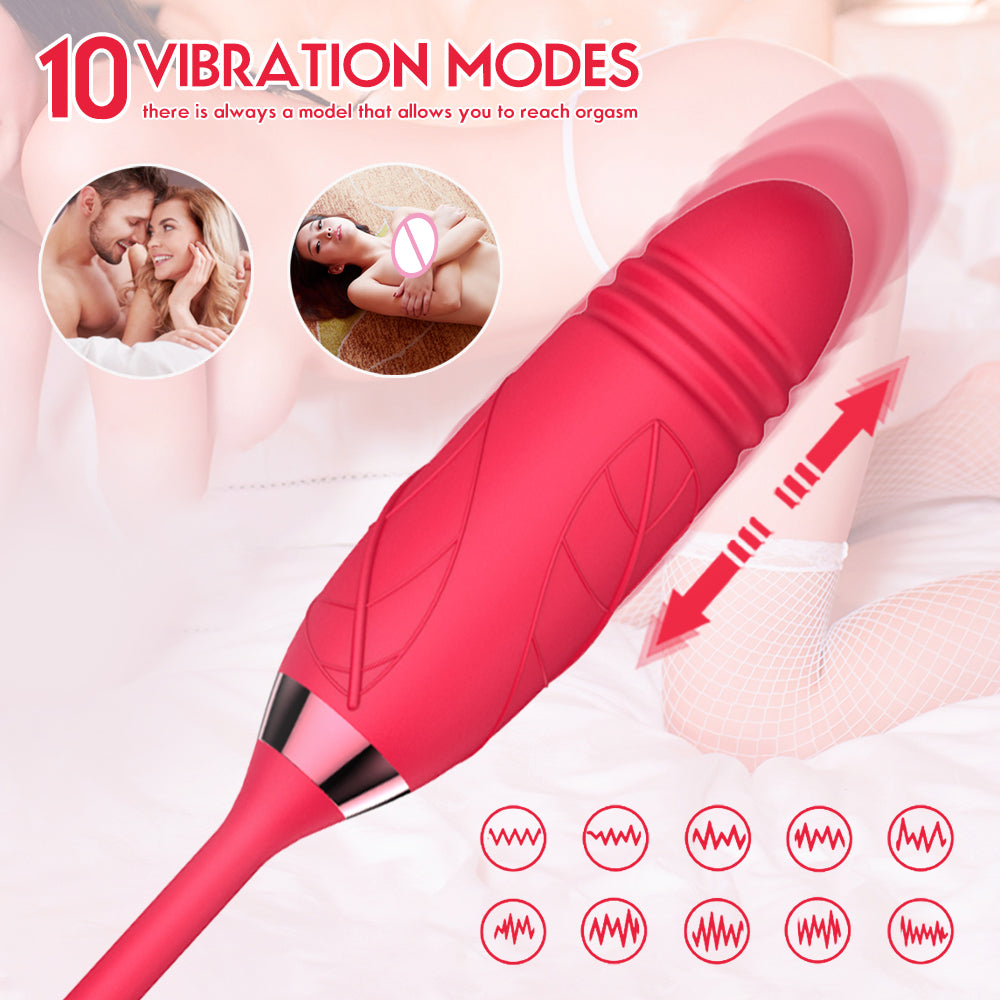 Love Rose Sucking Vibrator With Thrusting Dildo