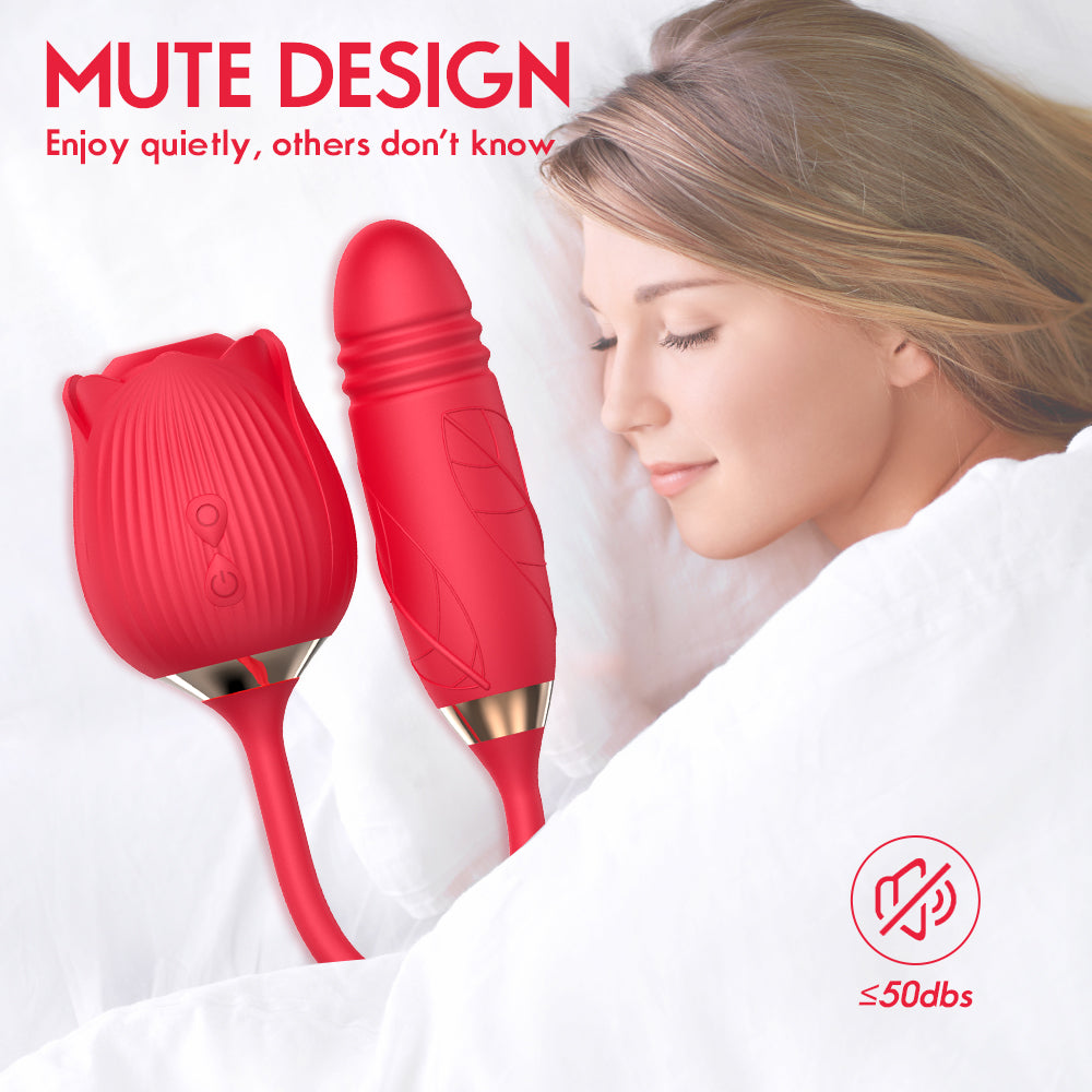 Love Rose Sucking Vibrator With Thrusting Dildo
