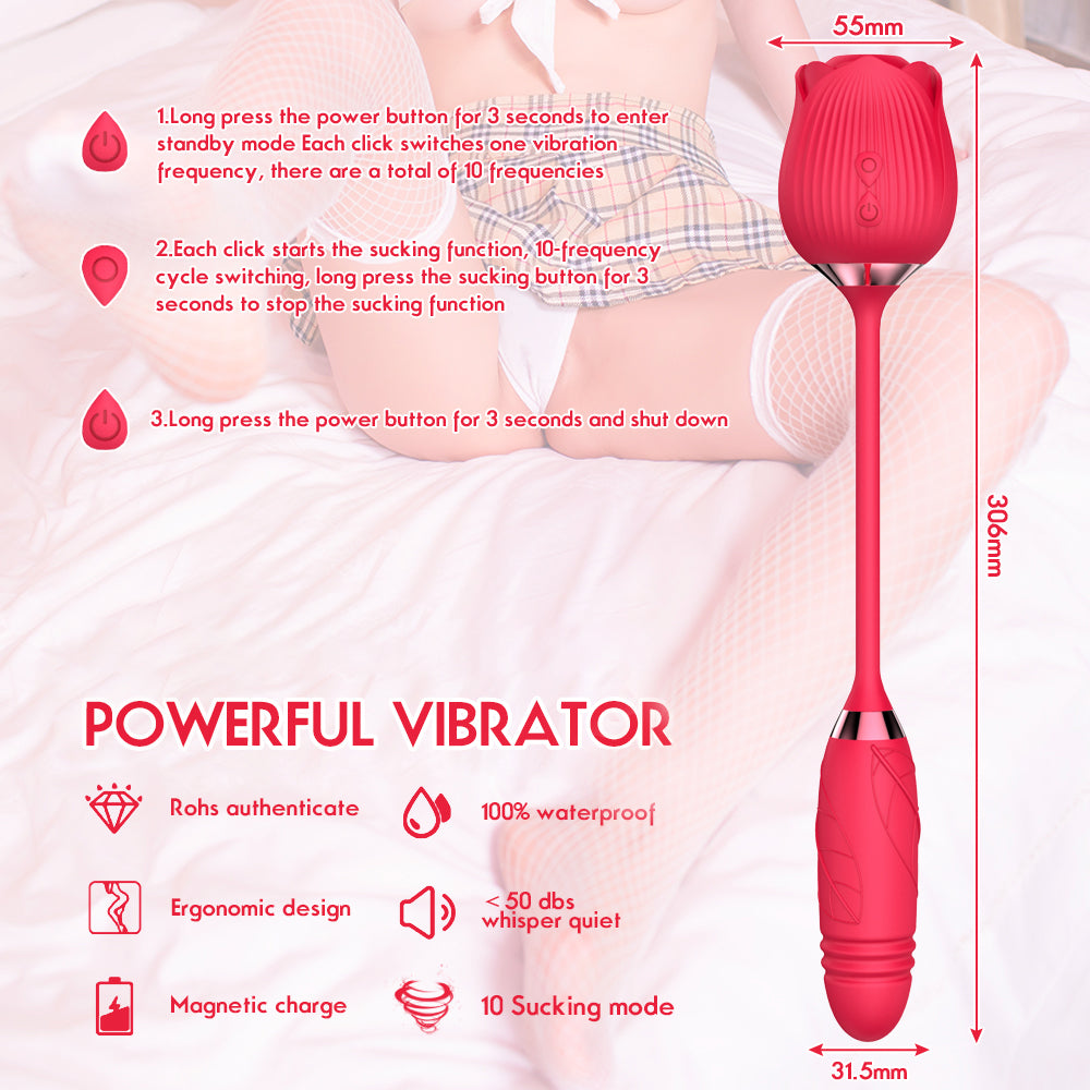 Love Rose Sucking Vibrator With Thrusting Dildo