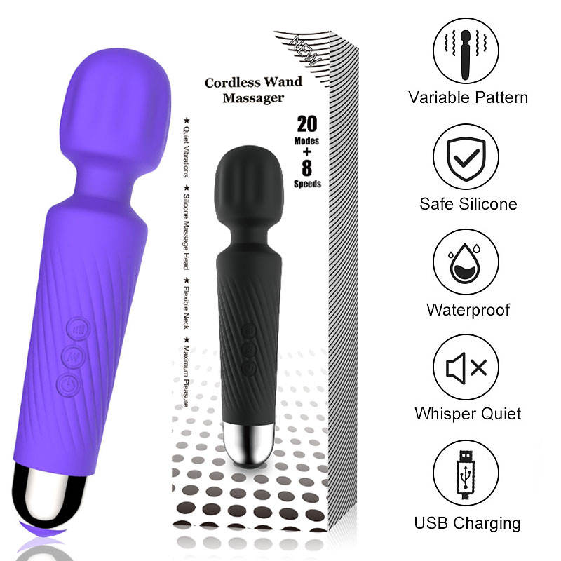 Striped Silicone Pleasure Wand - Purple