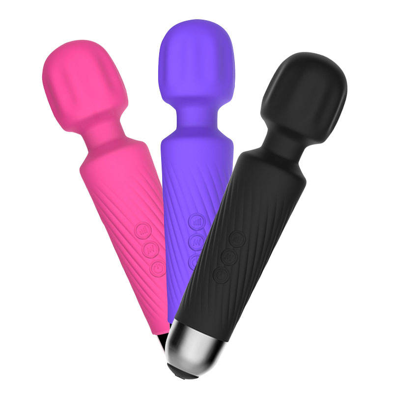 Striped Silicone Pleasure Wand - Purple