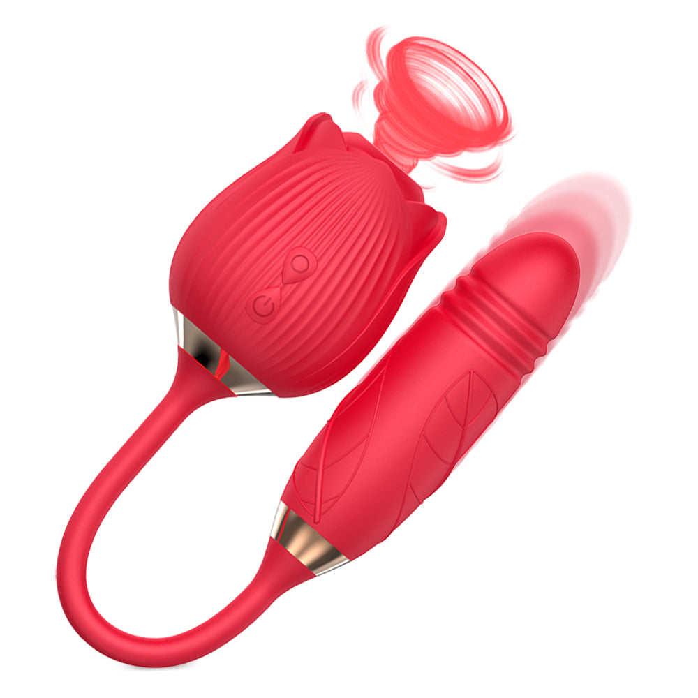 Love Rose Sucking Vibrator With Thrusting Dildo